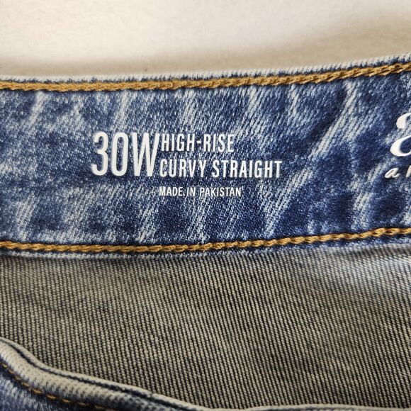 A.N.A Curvy High Rise Distressed Straight Jeans Womens 30W Stretch Denim Blue - Picture 10 of 13